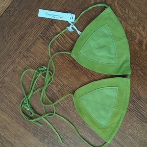 Heavy manners doe eyes top leather top in green medium